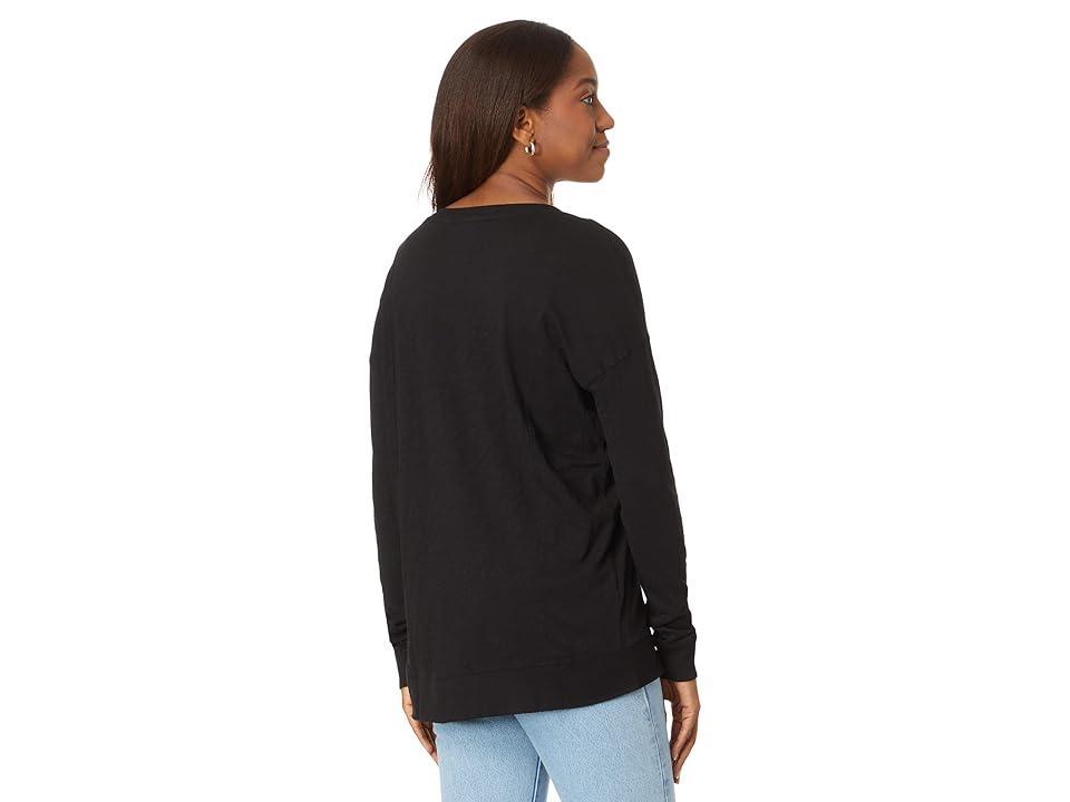 bobi Los Angeles V-Neck Long Sleeve Princess Seam Rib Mix Tee Women's Clothing Product Image