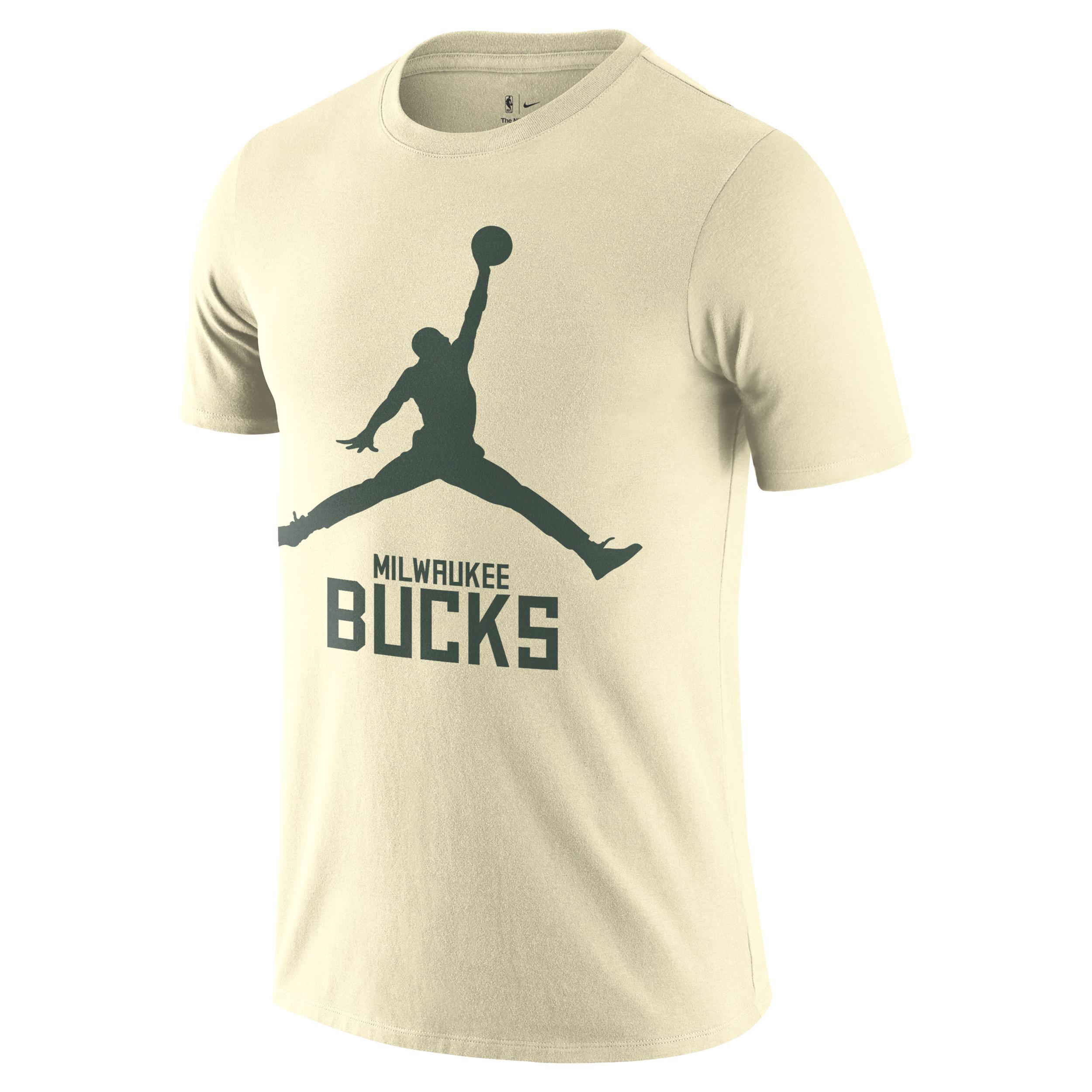 Nike Mens Cream Milwaukee Bucks Essential Jumpman T-Shirt Product Image