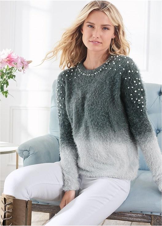 Cozy Pearl Trim Sweater Product Image