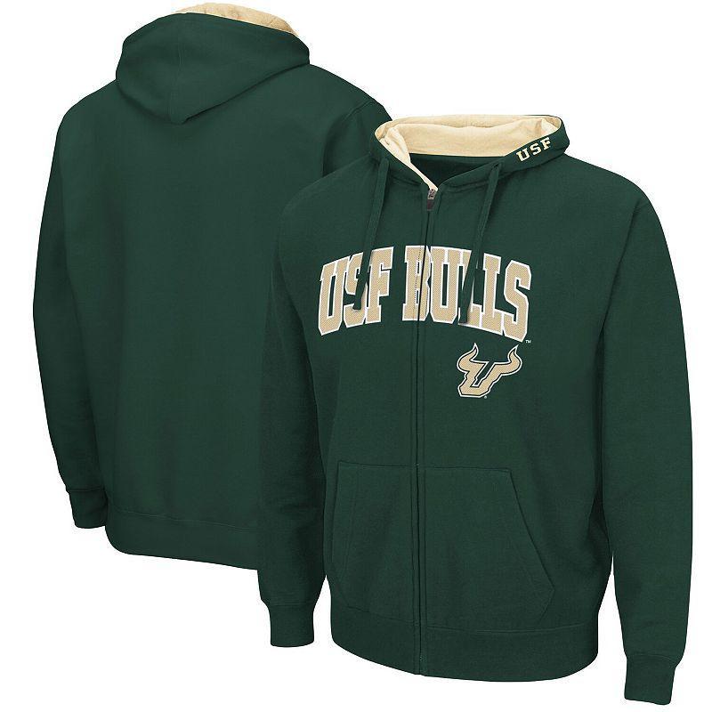 Mens Colosseum Green South Florida Bulls Arch & Logo 3.0 Full-Zip Hoodie Product Image