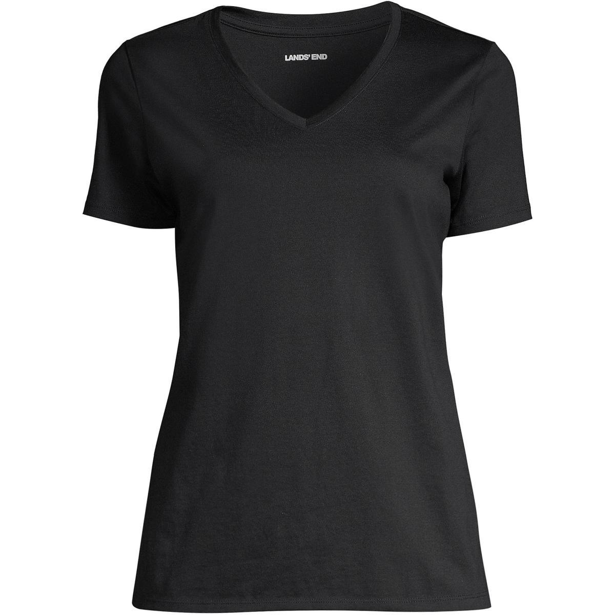 Lands End Womens Relaxed Supima Cotton Short Sleeve V-Neck T-Shirt Product Image