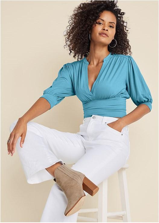 V-Neck Puff Sleeve Top Product Image