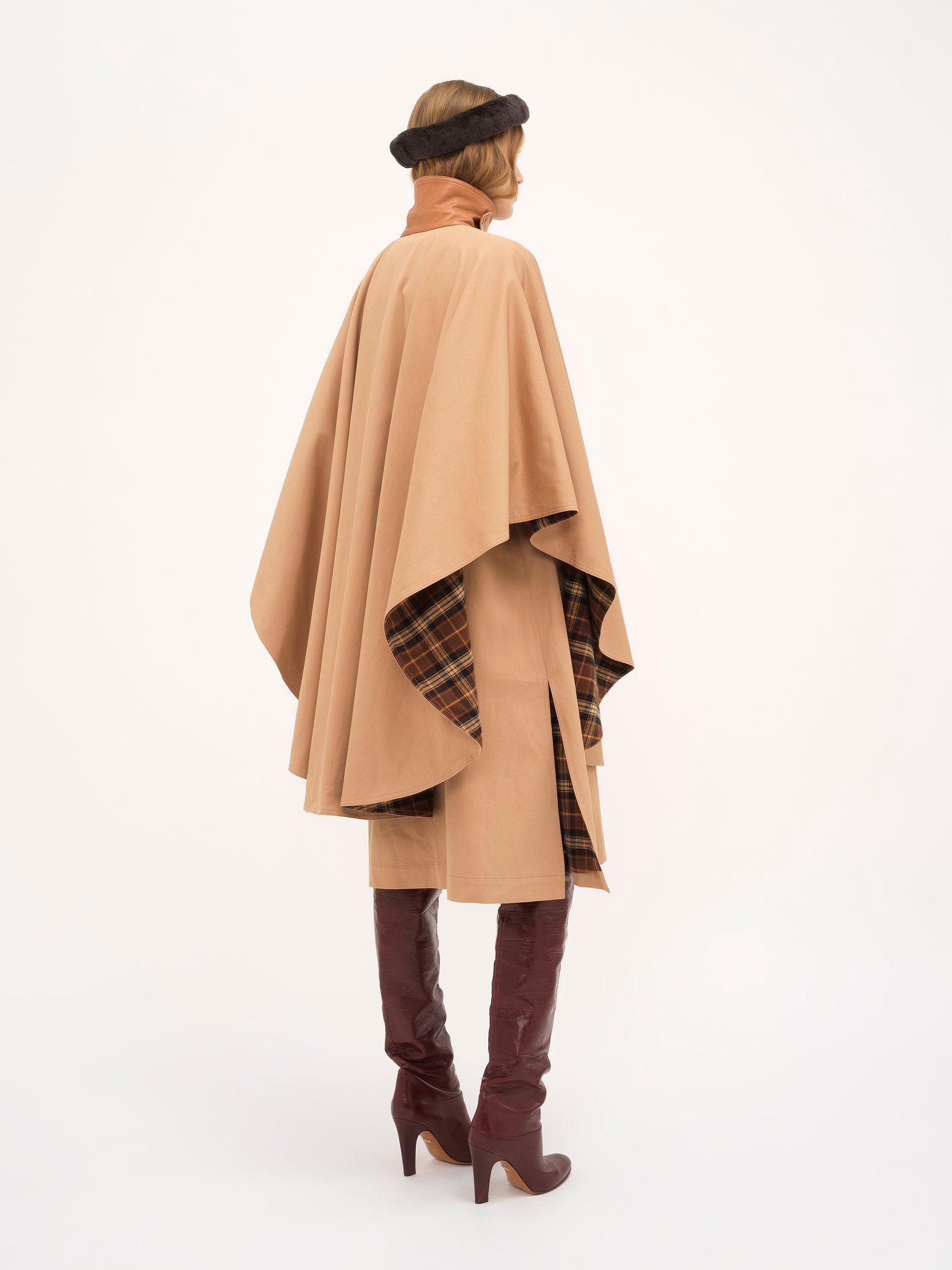 Knee-length cape in organic cotton gabardine Product Image