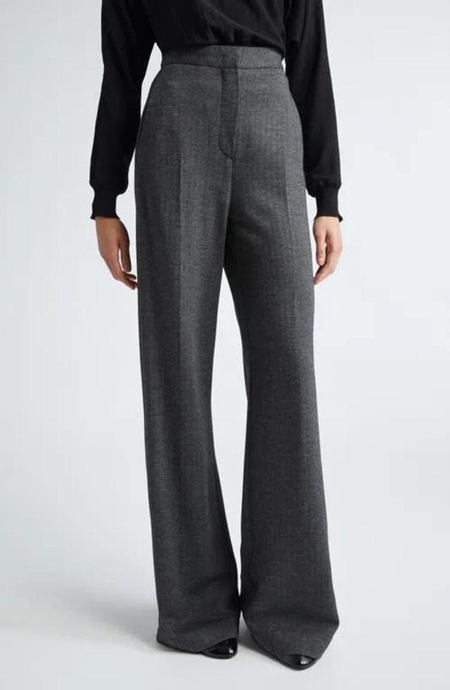 Angora Herringbone Jersey Wide Leg Pants In Grau Product Image