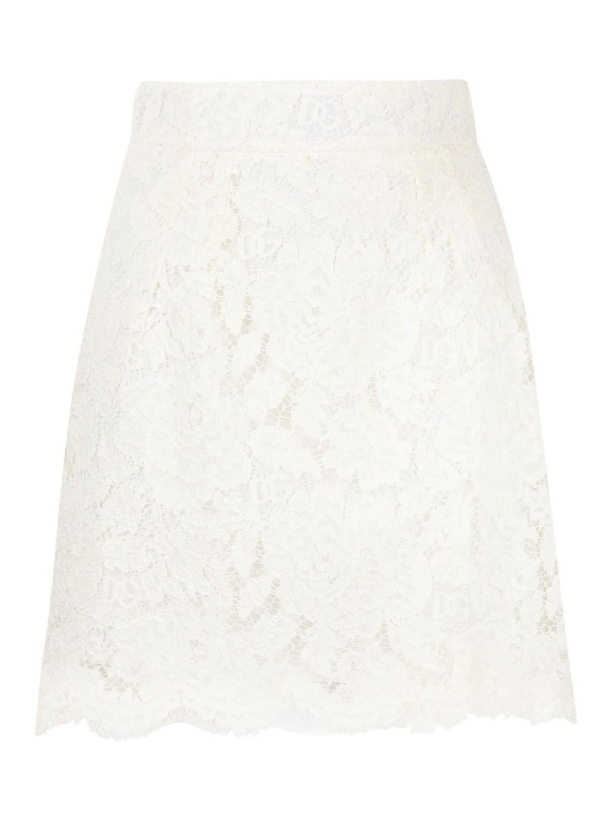 DOLCE & GABBANA High-rise Floral-lace Mini Skirt In White Product Image