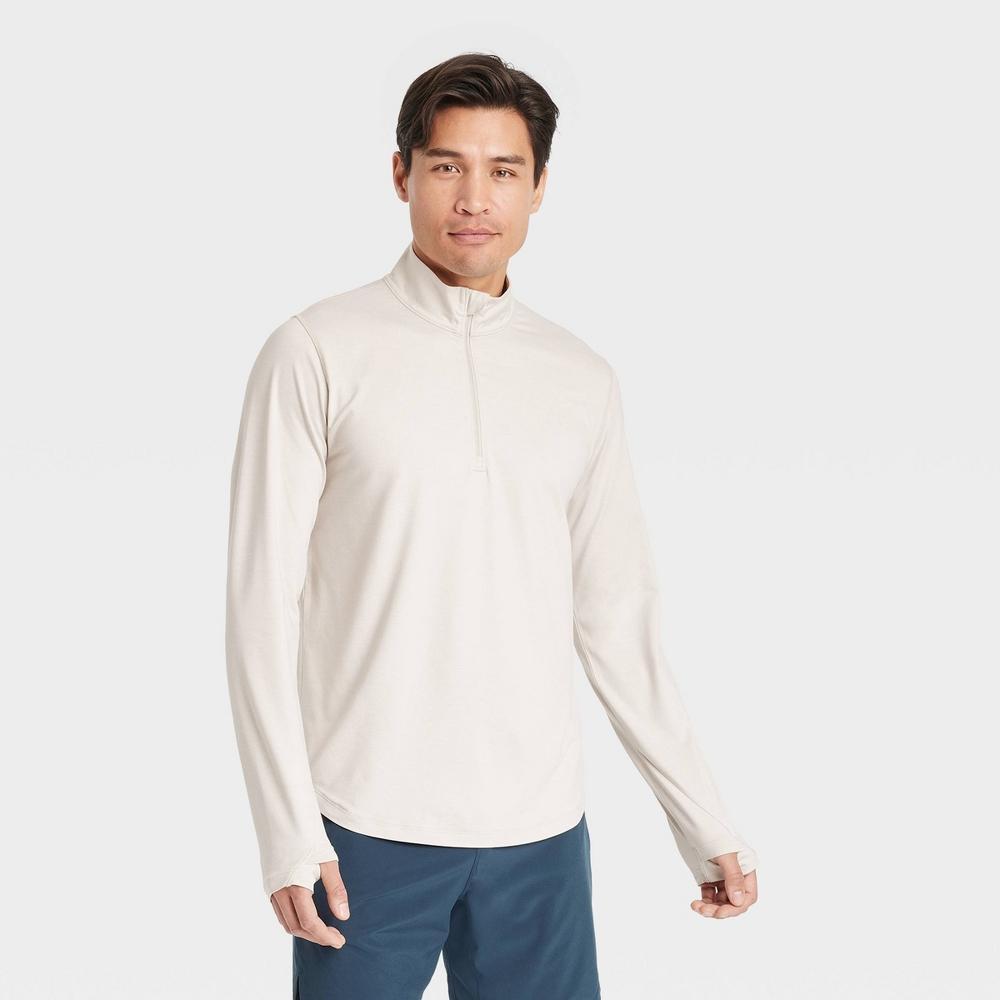 Mens Lightweight Zippered Athletic Top - All In Motion Stone XL Product Image