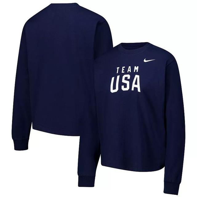 Womens Nike Navy Team USA Boxy Long Sleeve T-Shirt Usa Blue Product Image