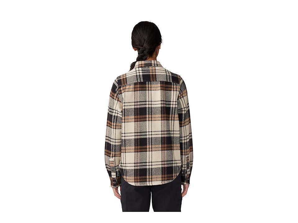 Mountain Hardwear Plusher Long Sleeve Shirt (Oyster Shell Plaid Print) Women's Clothing Product Image