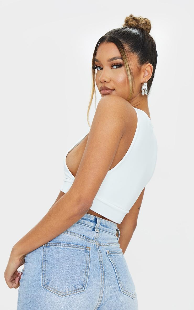 White Slinky Racer Extreme Dropped Armhole Crop Top Product Image