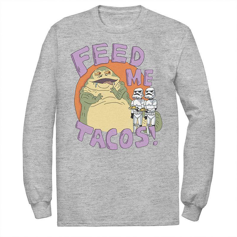 Mens Star Wars Jabba The Hutt Feed Me Tacos Doodle Tee Athletic Grey Product Image