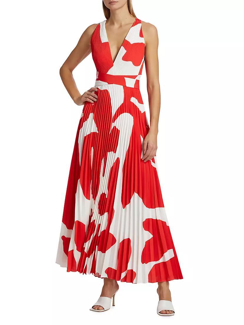 Oria Grand Foliage Pleated Maxi-Dress Product Image