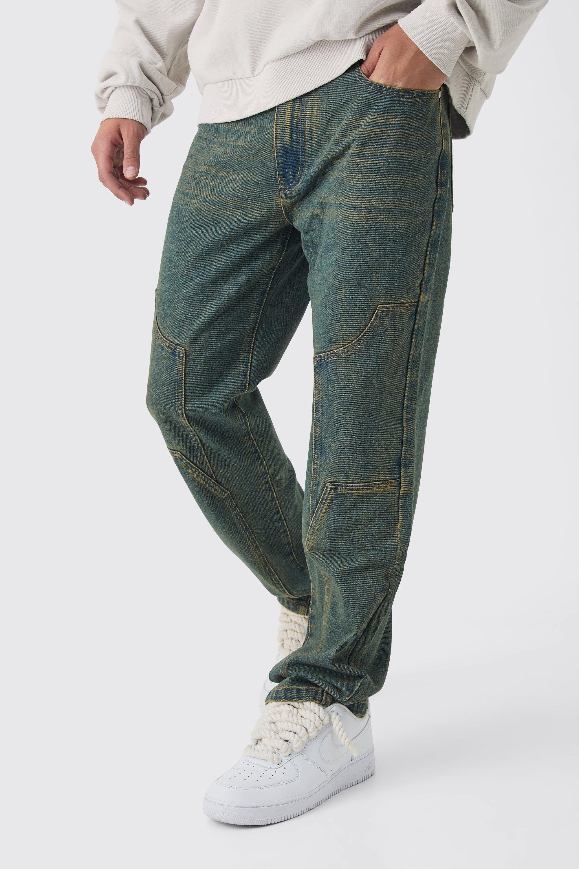 Straight Leg Carpenter Panel Jeans | boohooMAN USA Product Image