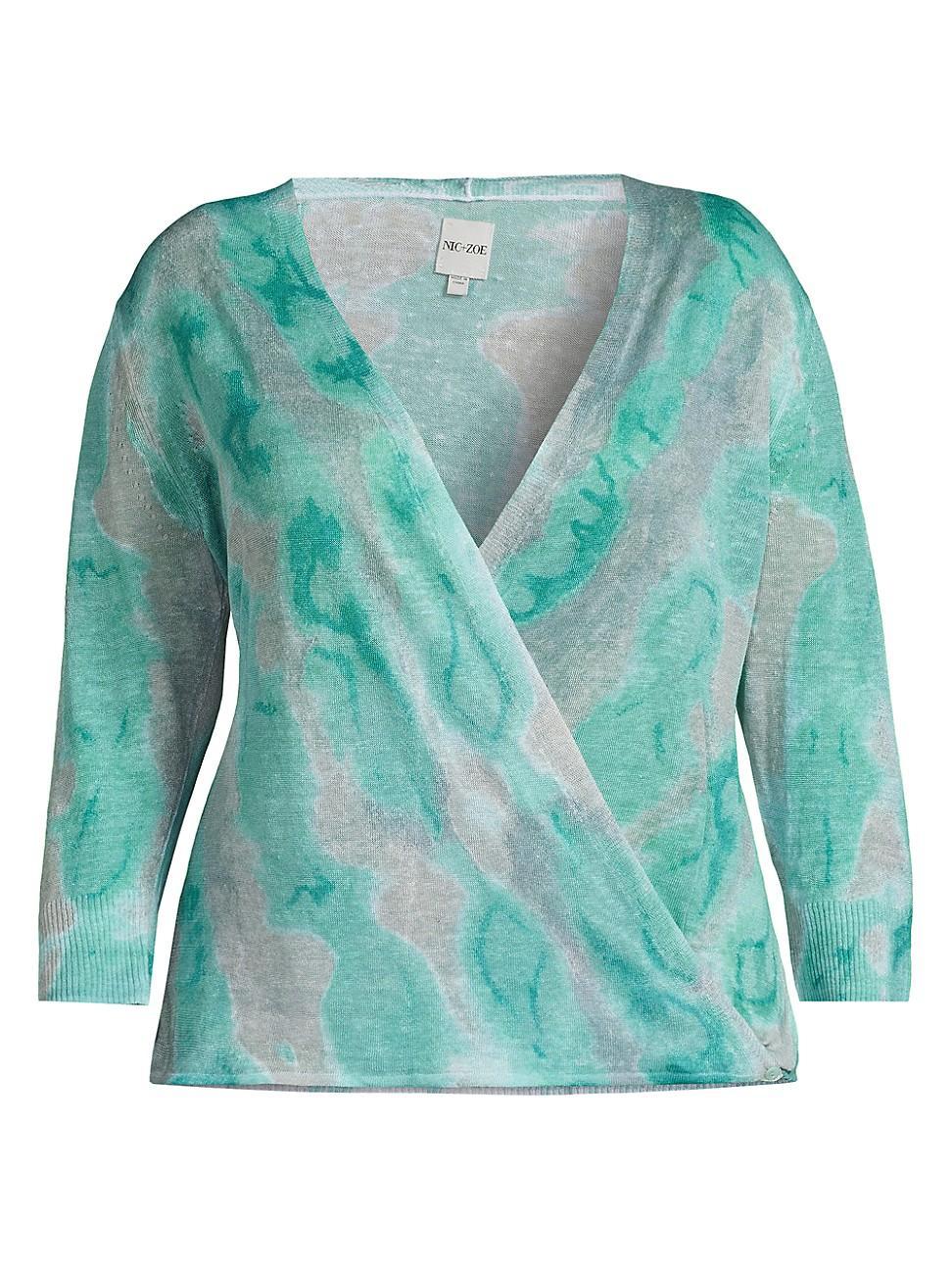 Womens Watercolor Waves 4-Way Cardigan Product Image