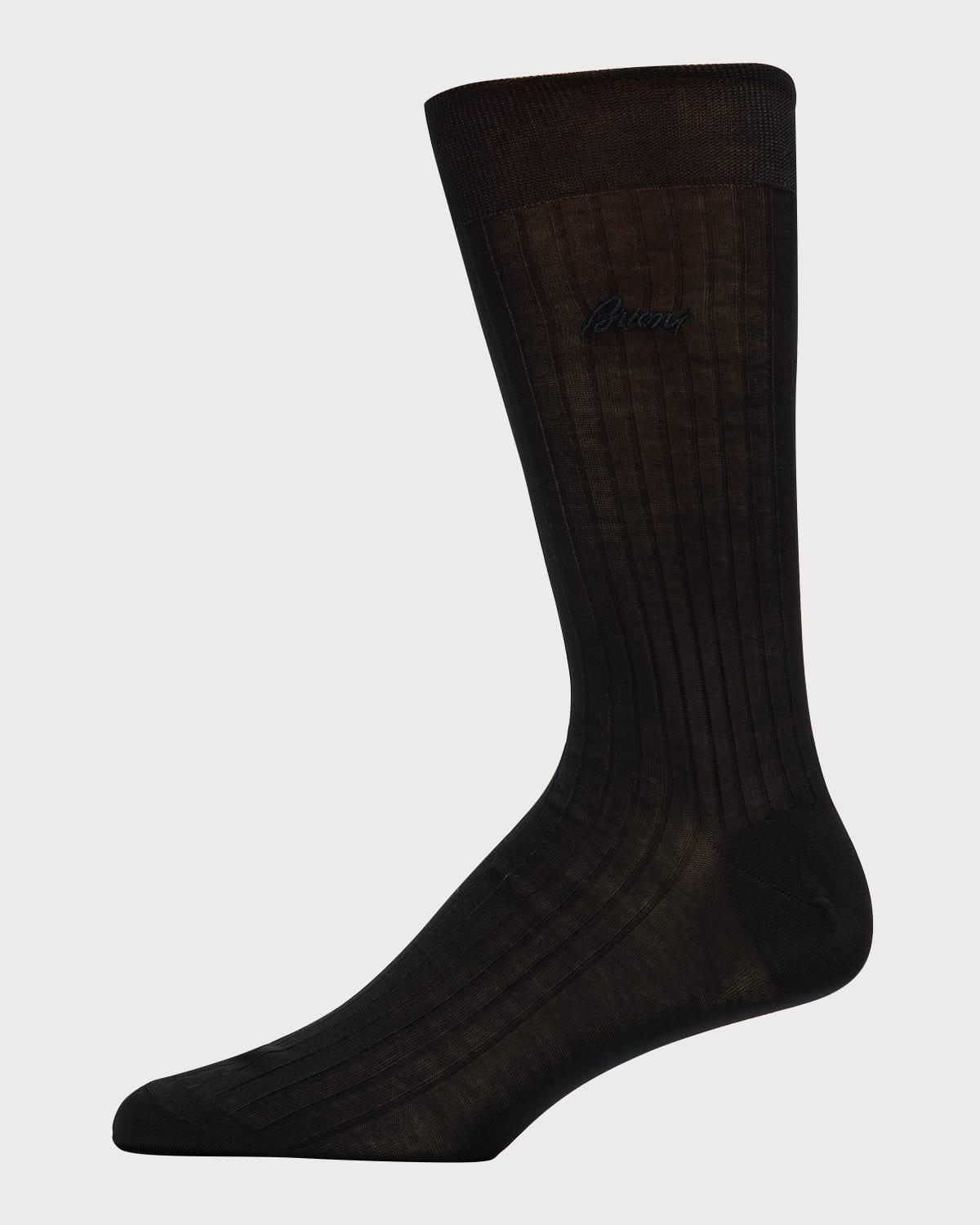 Mens Ribbed Cotton Crew Socks Product Image