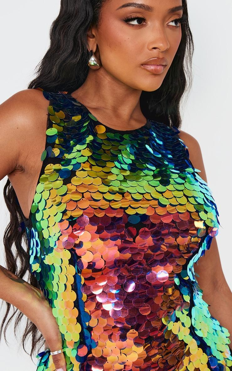 Shape Multi Neon Iridescent Sequin Longline Top Product Image