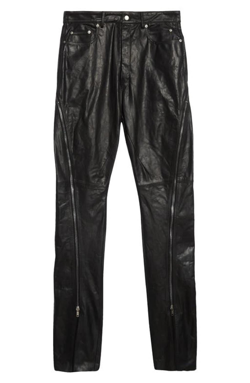 Bolan Banana Zip Calfskin Leather Pants In 09 Black Product Image