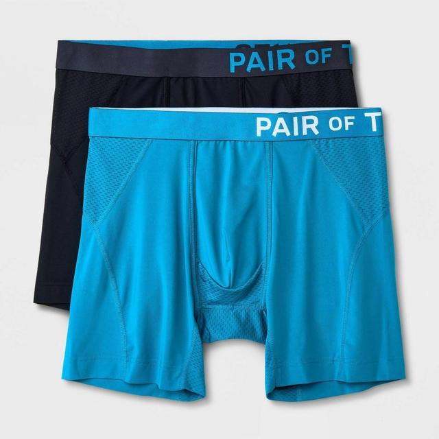 Pair of Thieves Mens SuperCool Boxer Briefs 2pk - Teal Blue/Black M Product Image