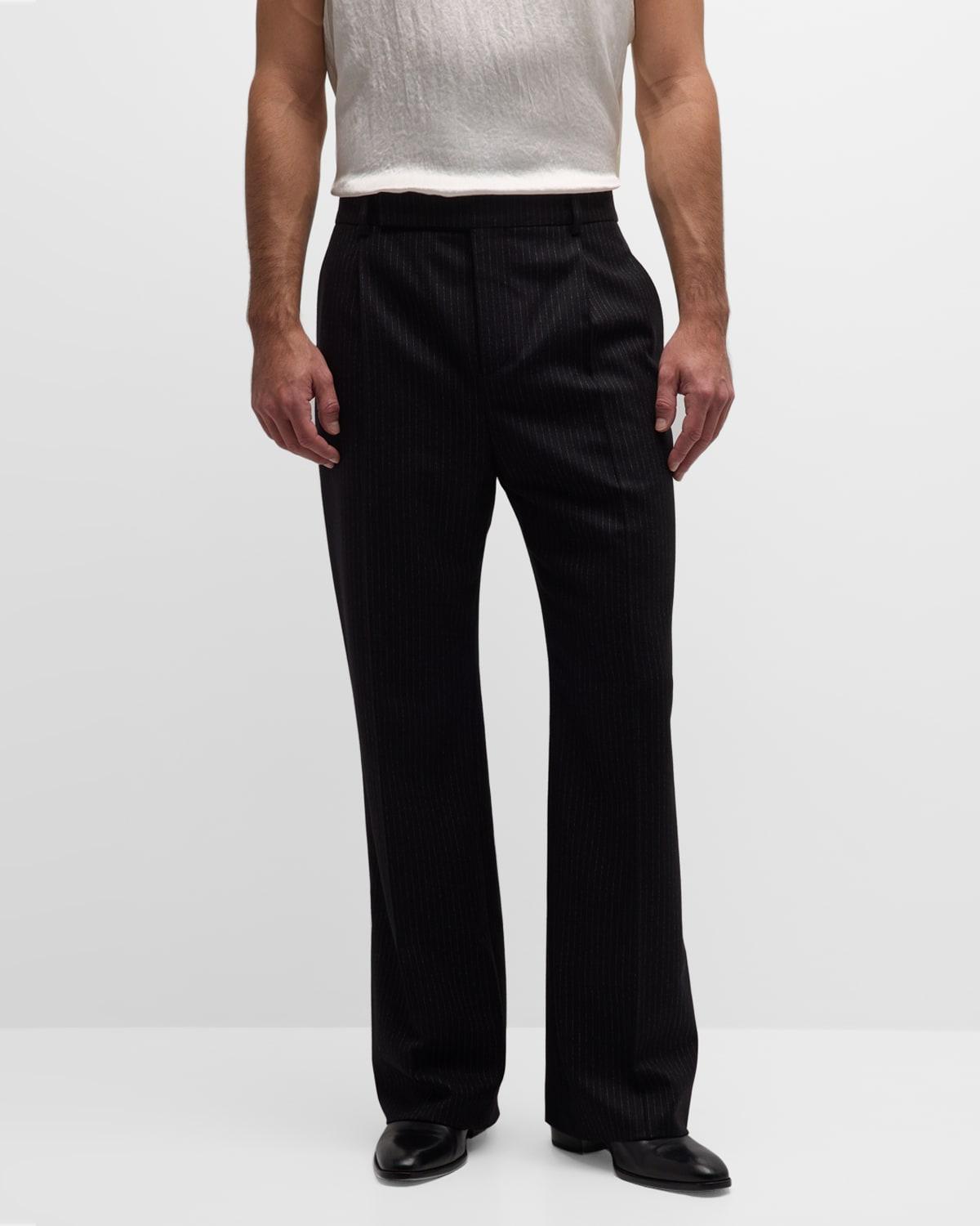 Mens Pinstripe Flannel Trousers Product Image