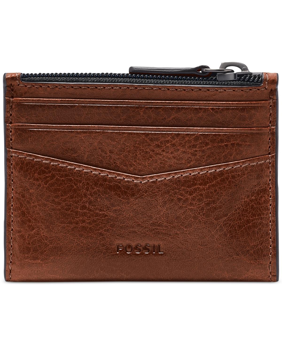 Fossil Mens Andrew Zip Card Case - Cognac Product Image