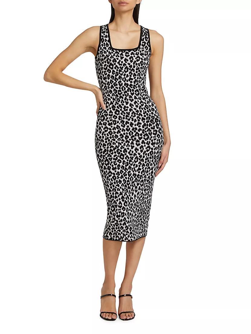 Leopard Jacquard Sleeveless Dress Product Image