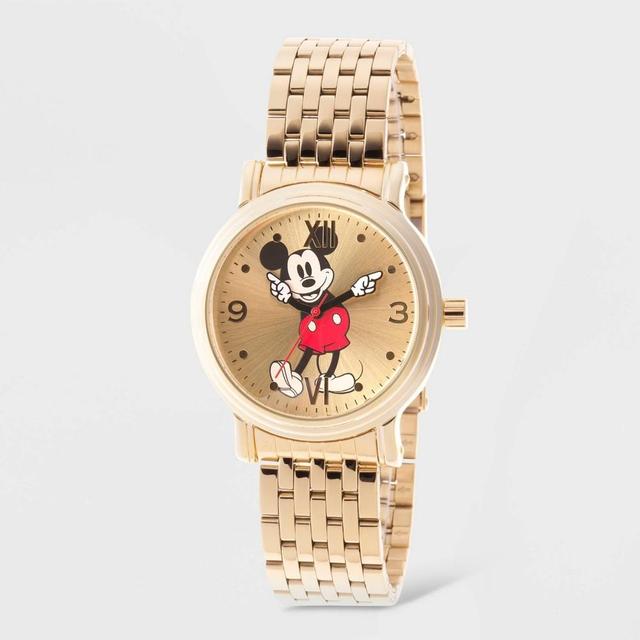 EwatchFactory Womens Disney Mickey Mouse Gold Bracelet Watch 38mm - Gold Product Image