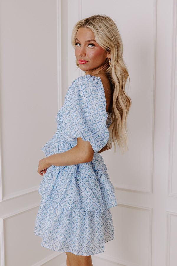 Affectionate Allure Tiered Mini Dress in Sky Blue Product Image