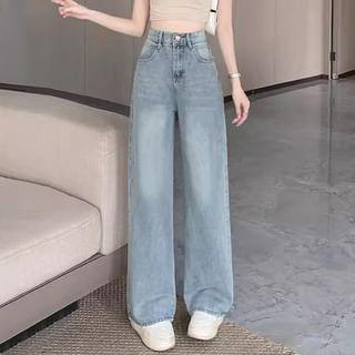 High Rise Washed Wide Leg Jeans Product Image