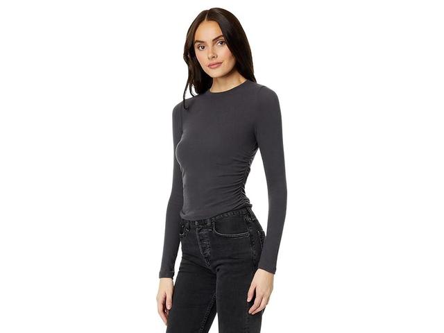 Madewell Brushed Jersey Ruched Long-Sleeve Tee Coal) Women's Clothing Product Image