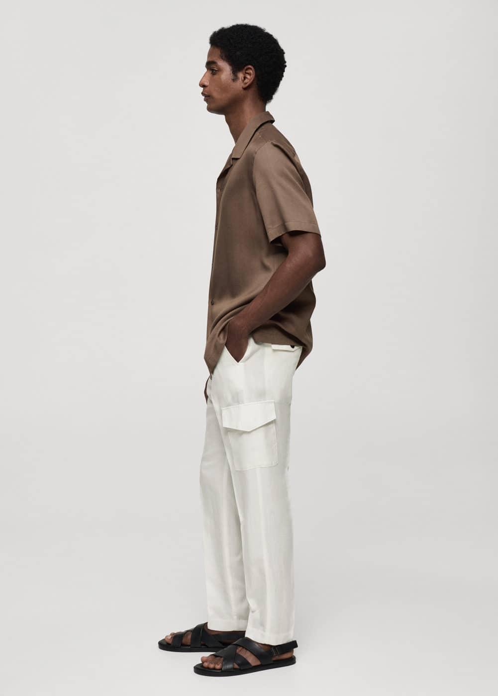 MANGO MAN - Linen-blend pants with pockets off whiteMen Product Image