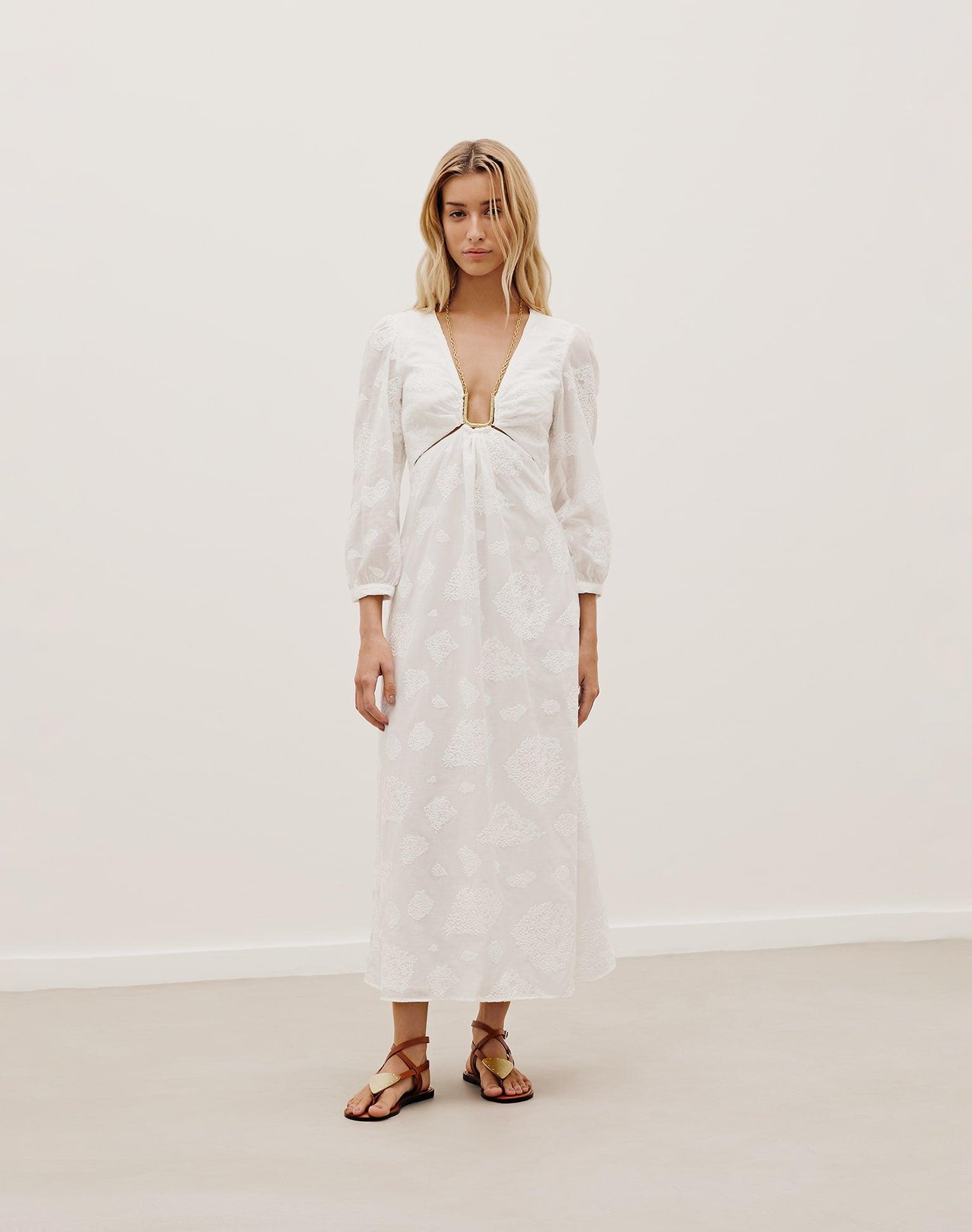 Amelie Midi Dress (exchange only) - Off White Product Image