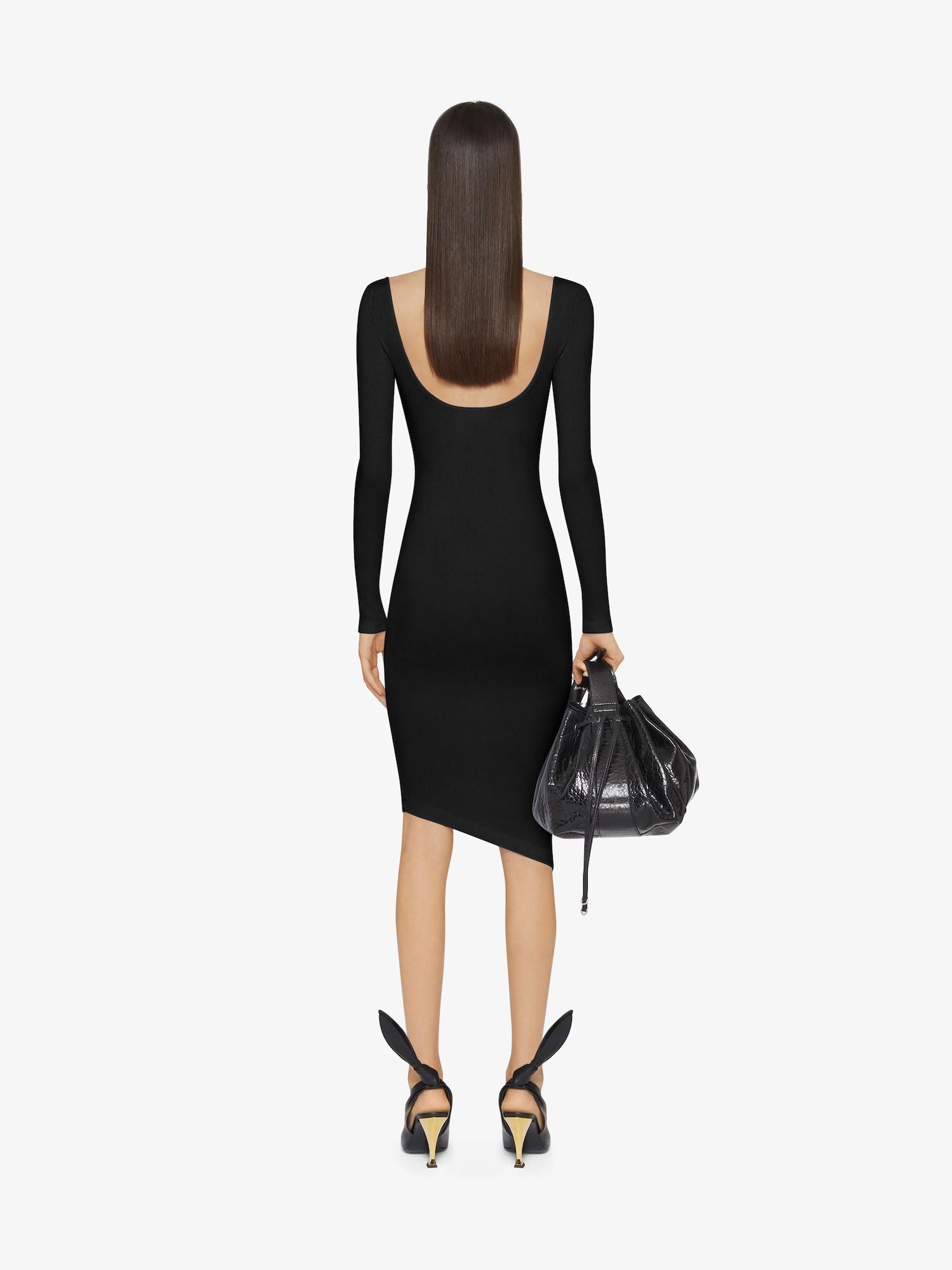 Asymmetric dress in ribbed cotton with 4G Liquid detail Product Image