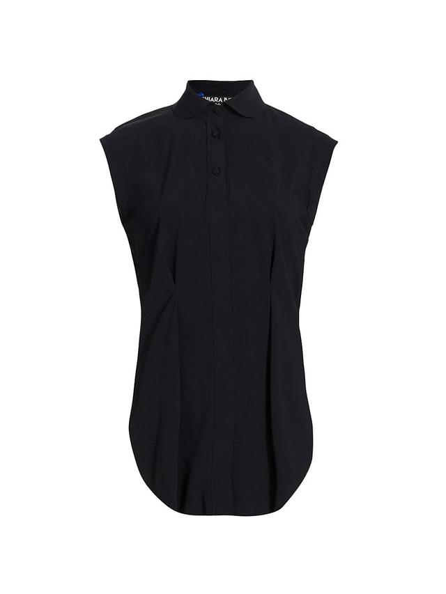 Womens Zak Pleated Jersey Button-Front Blouse Product Image