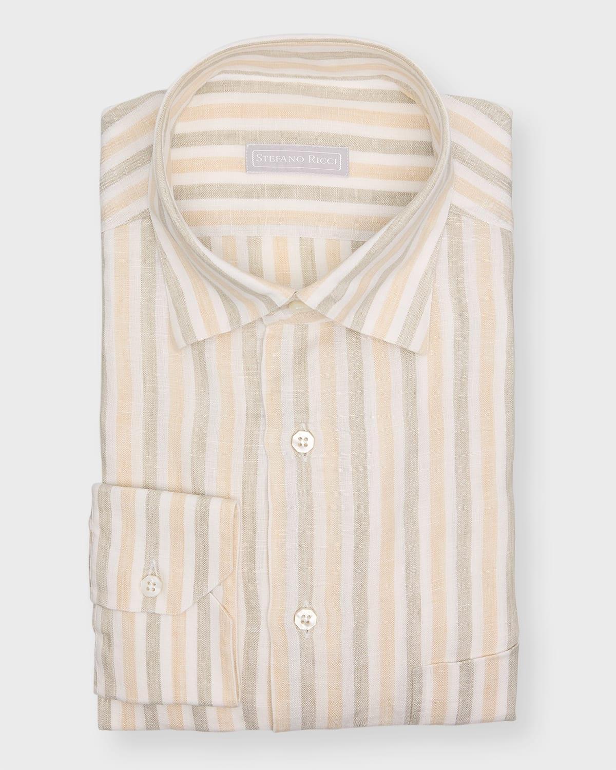 Mens Linen Multi-Stripe Sport Shirt Product Image