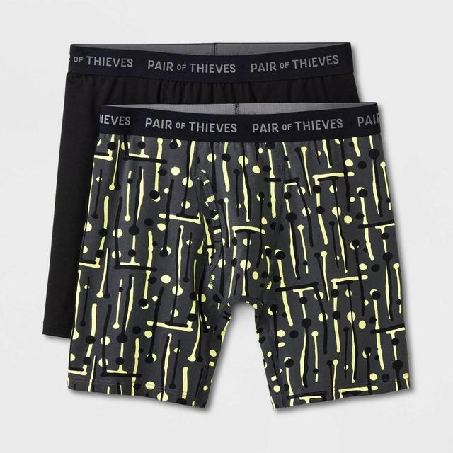 Pair of Thieves Mens Lines & Dots Super Soft Boxer Briefs 2pk - Black/Gray S Product Image