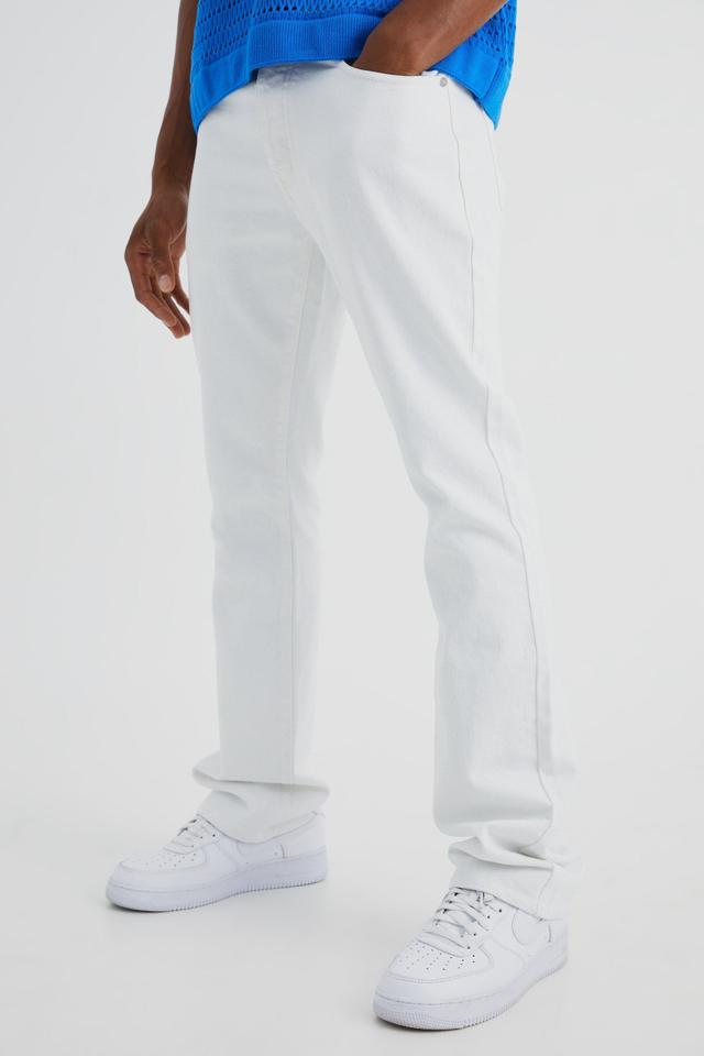 Mens White Slim Rigid Flare Jean, White Product Image