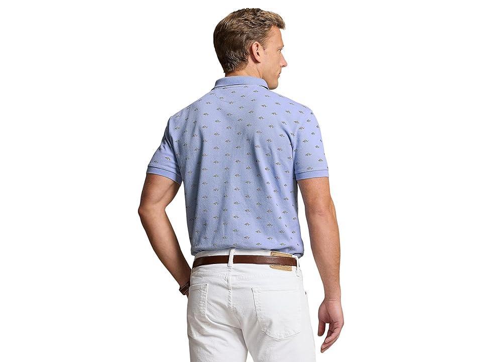 Polo Ralph Lauren Classic Fit Monogram Stretch Polo Shirt (Pearl Deco/Dress Shirt Blue) Men's Short Sleeve Knit Product Image