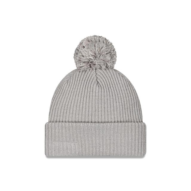 New Era Cap Gray Ribbed Pom Knit Hat Male Product Image