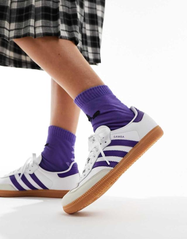 adidas Originals Samba OG sneakers in white and purple Product Image