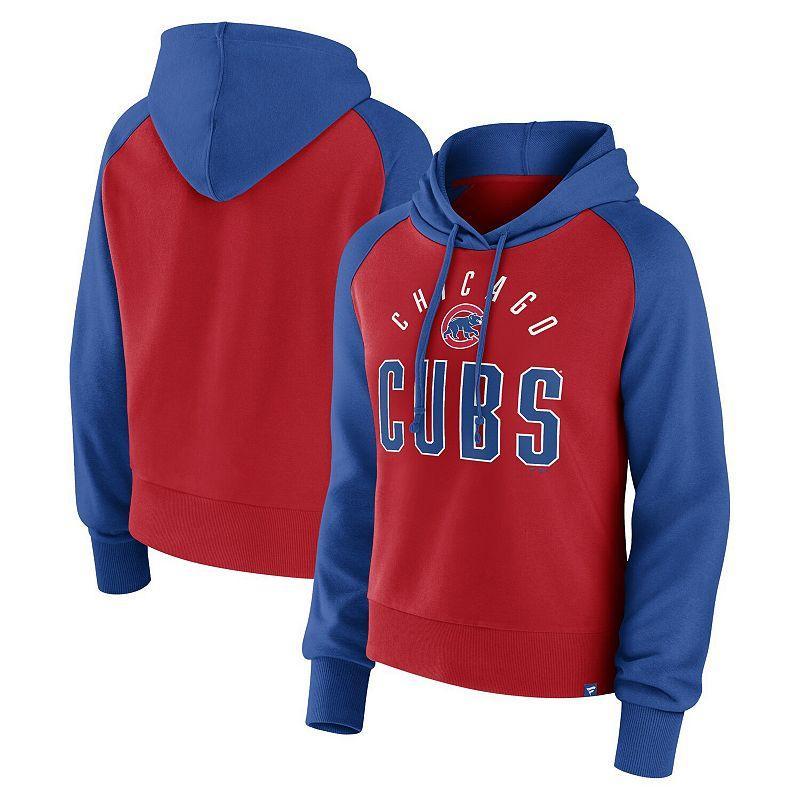 Womens Fanatics Branded Royal/Red Chicago Cubs Pop Fly Pullover Hoodie Product Image