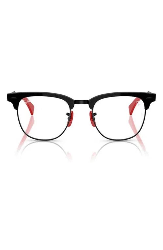 RAY BAN Ray-ban X Scuderia Ferrari 51mm Square Optical Glasses In Shiny Black/red Product Image