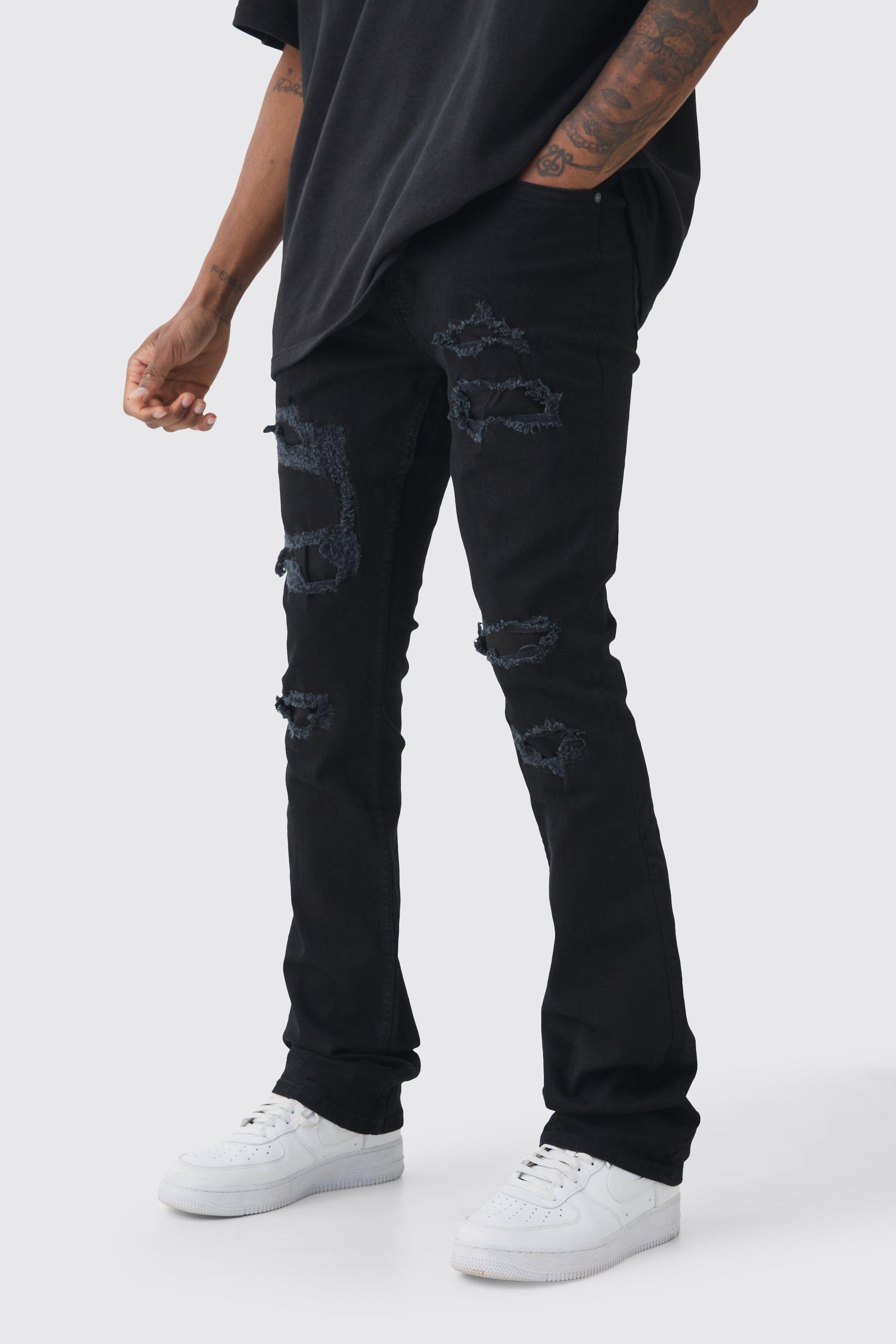 Tall Skinny Stacked Distressed Ripped Jeans | boohooMAN USA Product Image