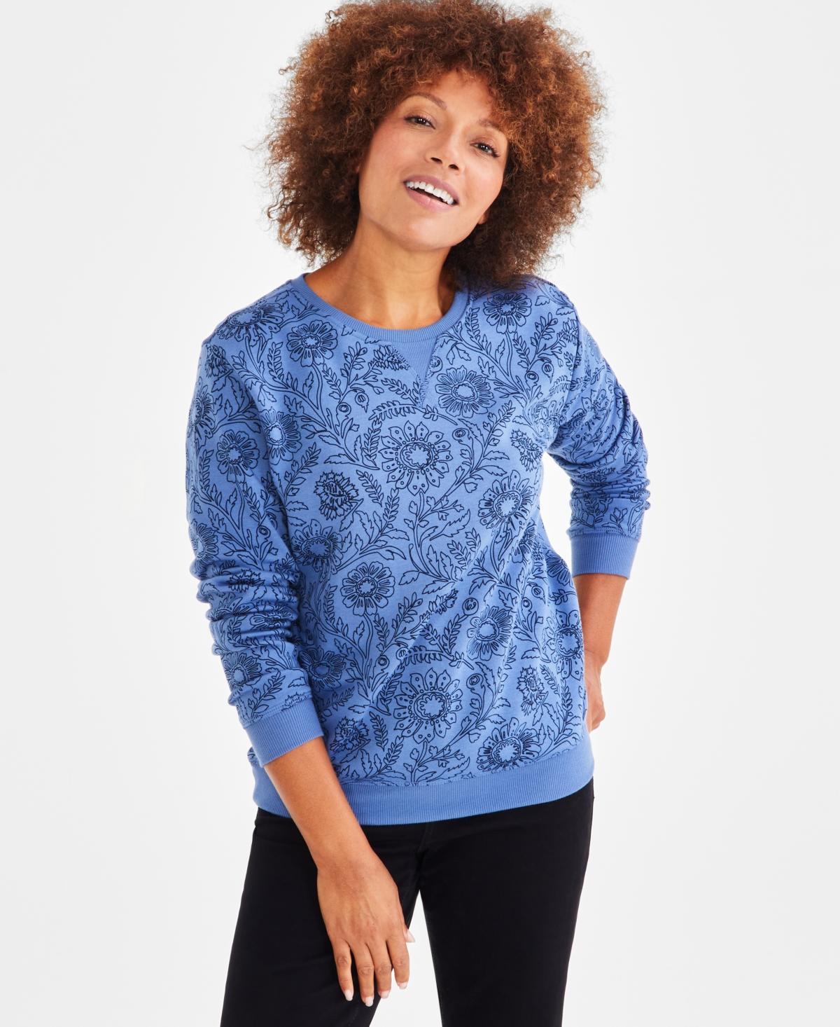 Style & Co Womens Printed Fleece Crewneck Sweatshirt, Created for Macys Product Image