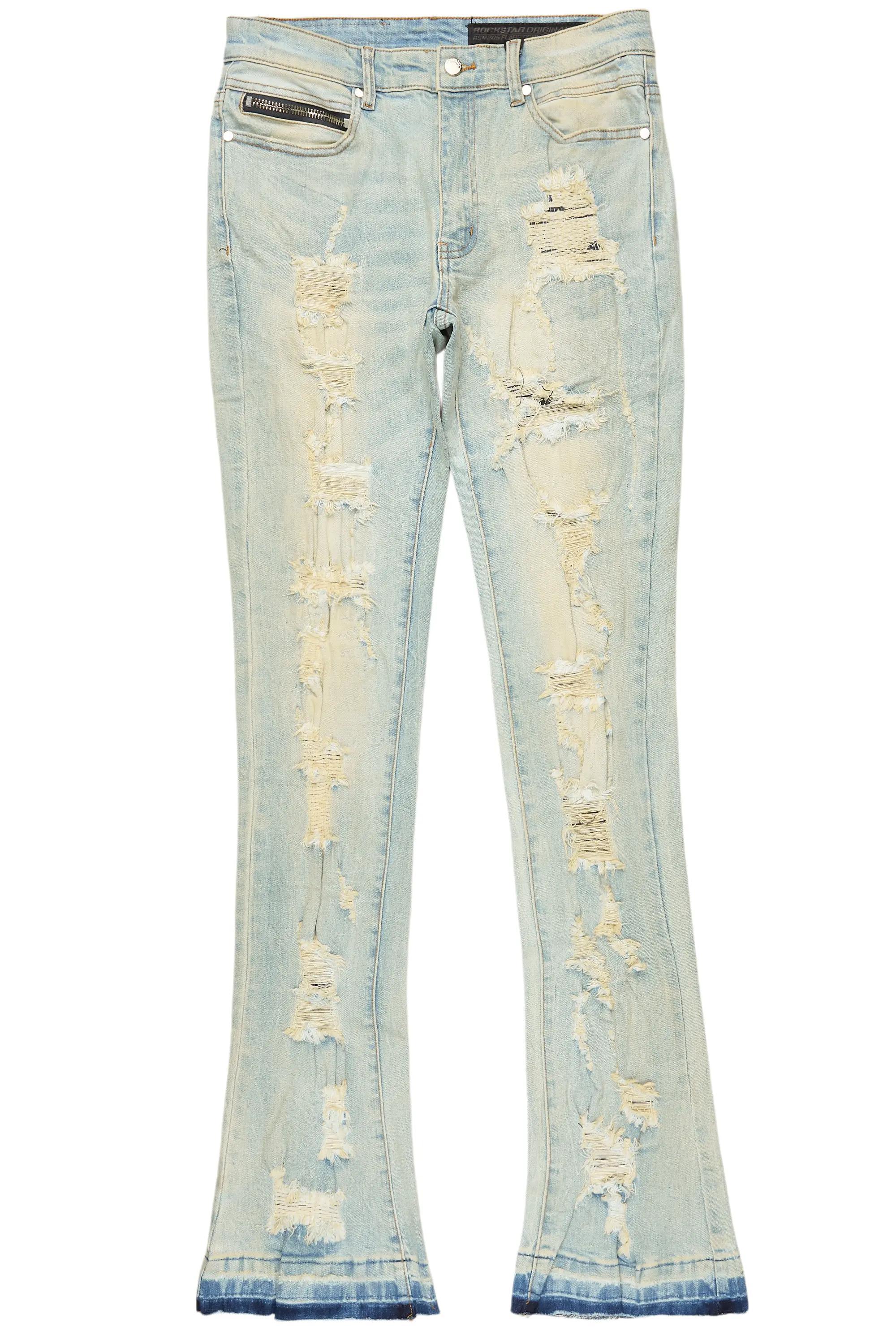 Holibert Light Blue Stacked Flare Jean Male Product Image