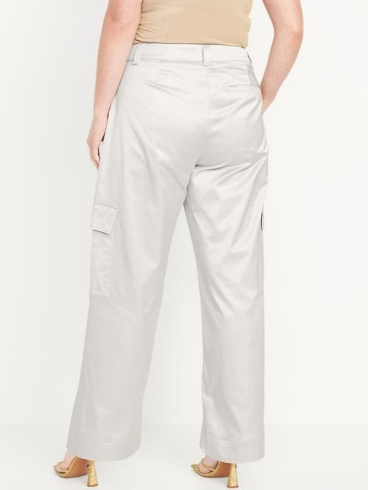 Extra-High Waisted Satin Cargo Barrel Wide-Leg Pants Product Image