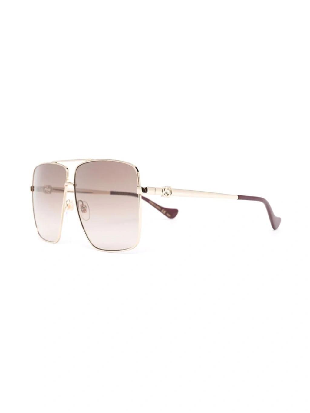 Oversized Square-frame Sunglasses In Gold Product Image