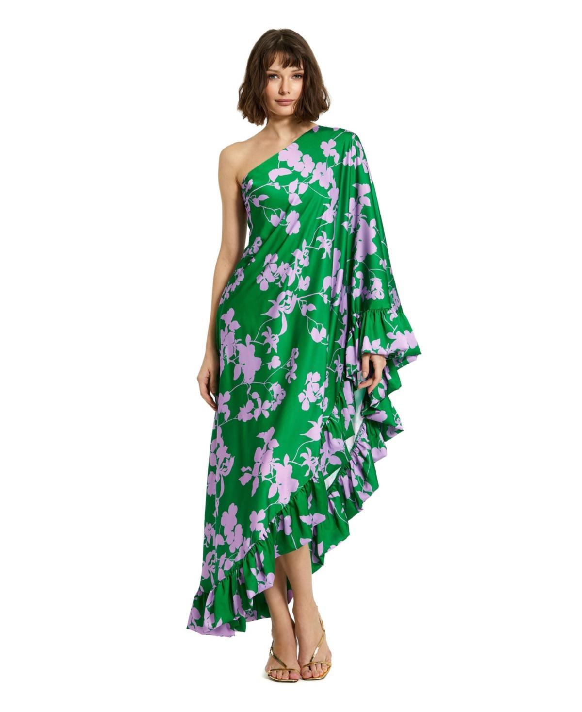 Womens Floral Draped Asymmetric Maxi Dress Product Image