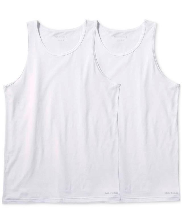 Pair of Thieves Mens Tank Undershirt 2pk - White S: SuperSoft, Breathable, Stretch, Sleeveless, Cotton Blend, Classic Fit Product Image