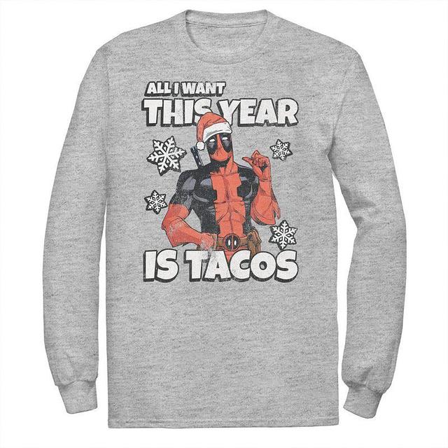 Mens Marvel Deadpool Santa Hat I Want Tacos Tee Product Image