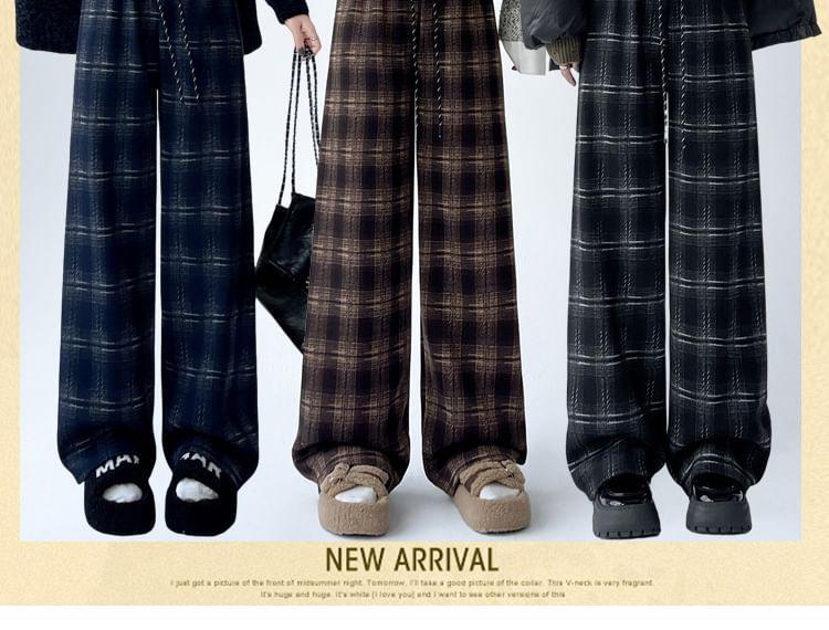 High Rise Plaid Wide Leg Pants (Various Designs) Product Image