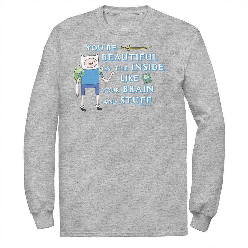 Mens Adventure Time Finn Youre Beautiful On The Inside Portrait Long Sleeve Tee Blue Product Image